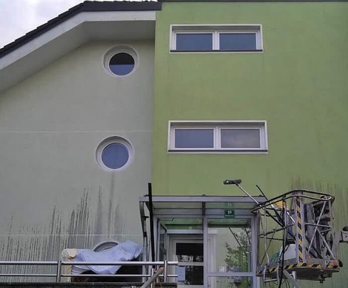 Čiščenje fasade na stanovanjskem bloku_1_očiščeno